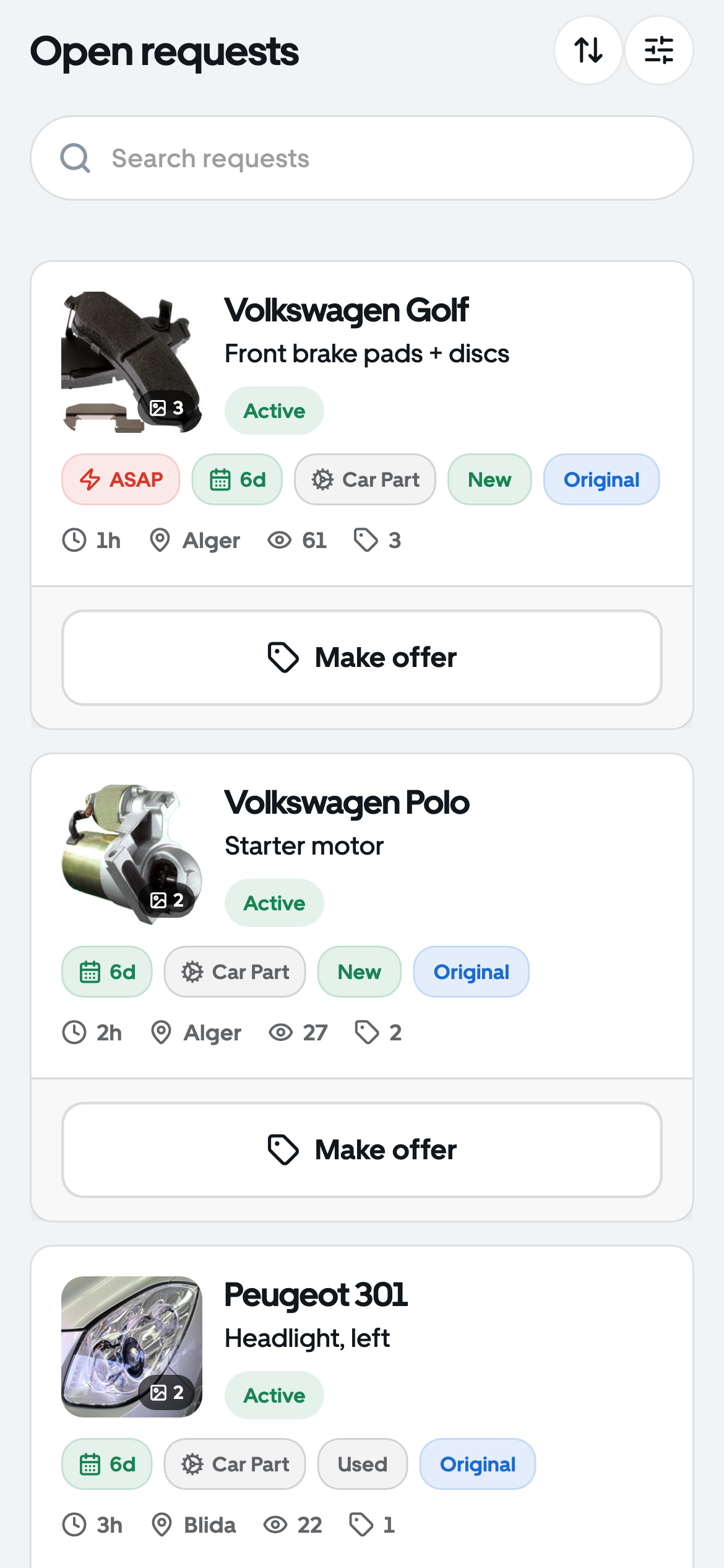 Open requests from buyers, ready for an offer